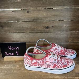 Womens‎ Vans Era Skateboarding Red All Over Low Top Sneakers Shoes Size 8 M GUC